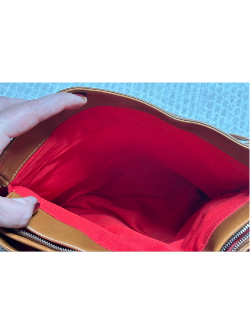 Vintage Hobo THE ORIGINAL Tan Leather Medium Organizer Tote Purse Handbag 90s - Picture 10 of 11